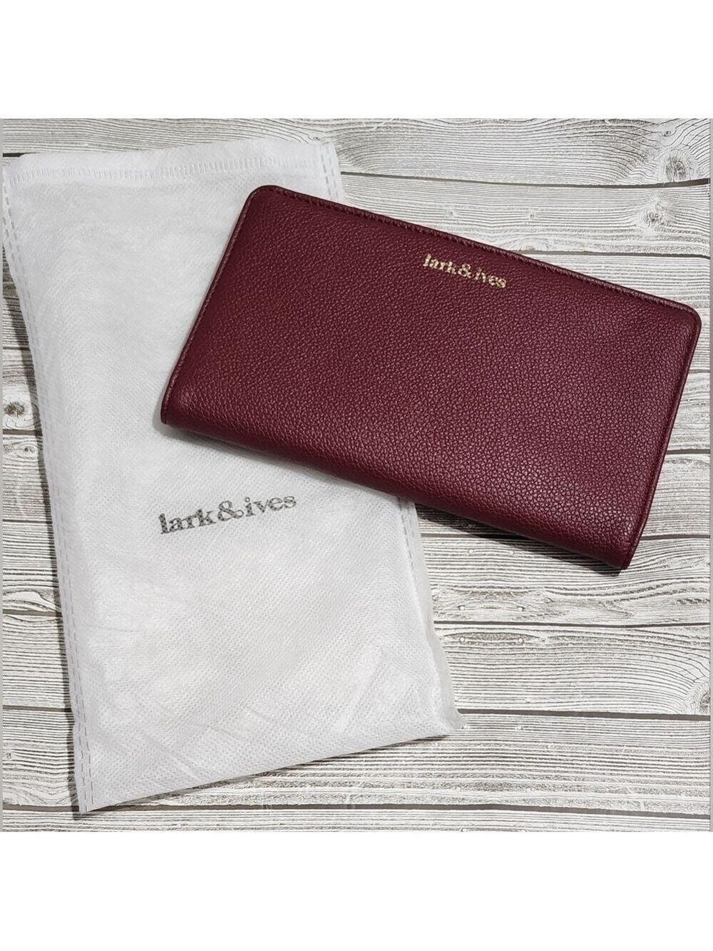 Lark&Ives Burgundy Wallet Card Case Holder - New